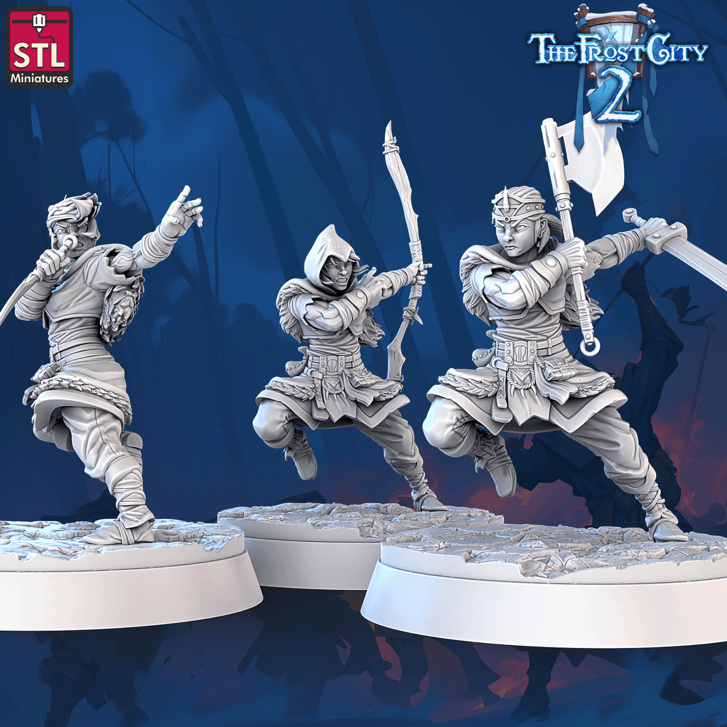 3D Printed STL Miniatures Barbarians The Frost City 2 28 - 32mm War Gaming D&D