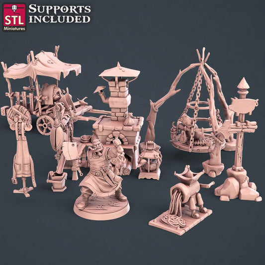 3D Printed STL Miniatures Butcher Set 28mm - 32mm War Gaming D&D