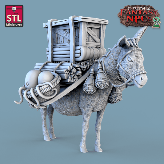3D Printed STL Miniatures Fish Vendor Set Fantasy NPC 2 | 28 - 32mm War Gaming D&D