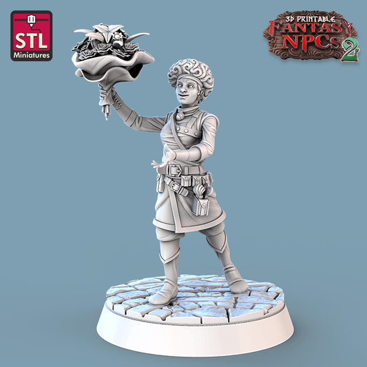 3D Printed STL Miniatures Florist Set Fantasy NPC 2 | 28 - 32mm War Gaming D&D