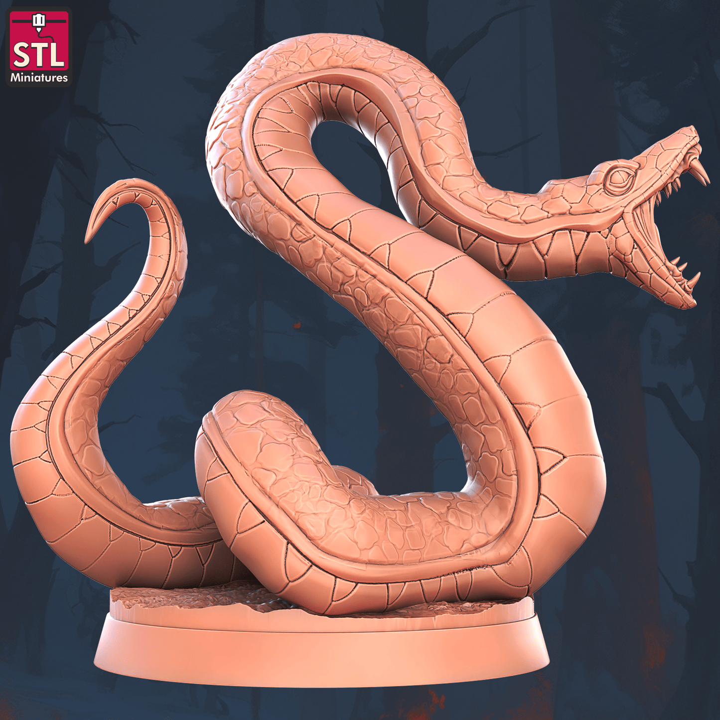 3D Printed STL Miniatures Giant Snake Set 28 - 32mm War Gaming D&D