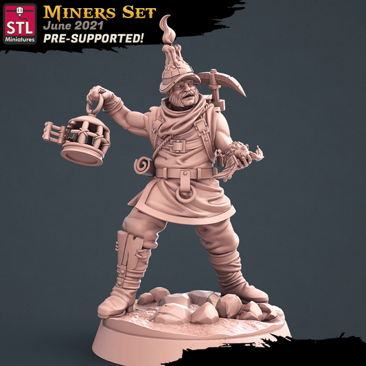3D Printed STL Miniatures Miners Set 28 - 32mm War Gaming D&D