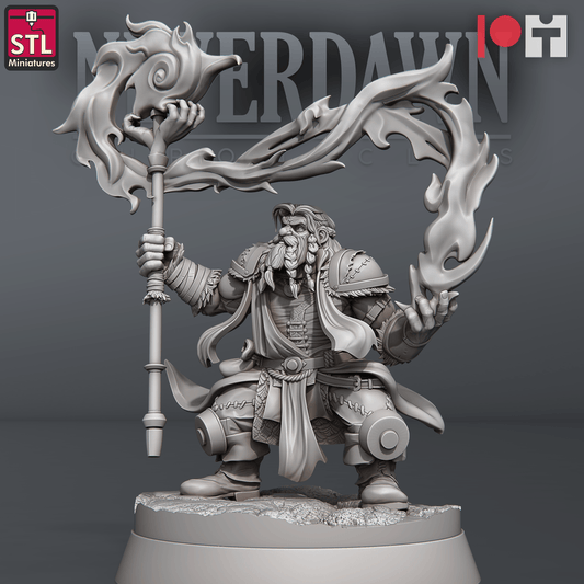 3D Printed STL Miniatures NeverDawn Pyromancers Set 28 - 32mm War Gaming D&D