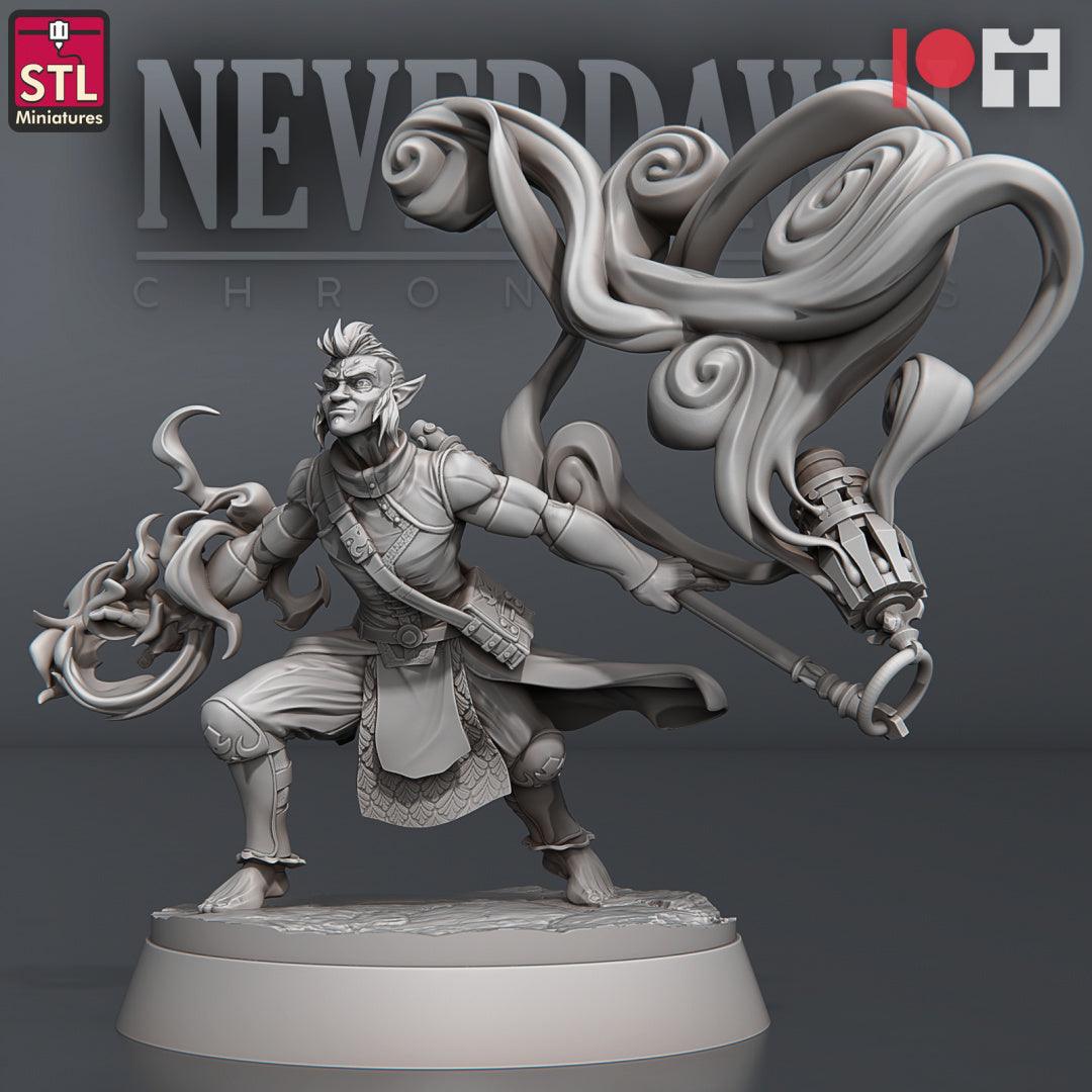 3D Printed STL Miniatures Neverdawn Pyromancers Set 28 - 32mm War Gaming D&D