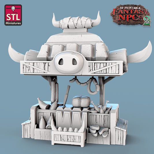 3D Printed STL Miniatures Orc Burcher Set Fantasy NPC 2 | 28 - 32mm War Gaming D&D