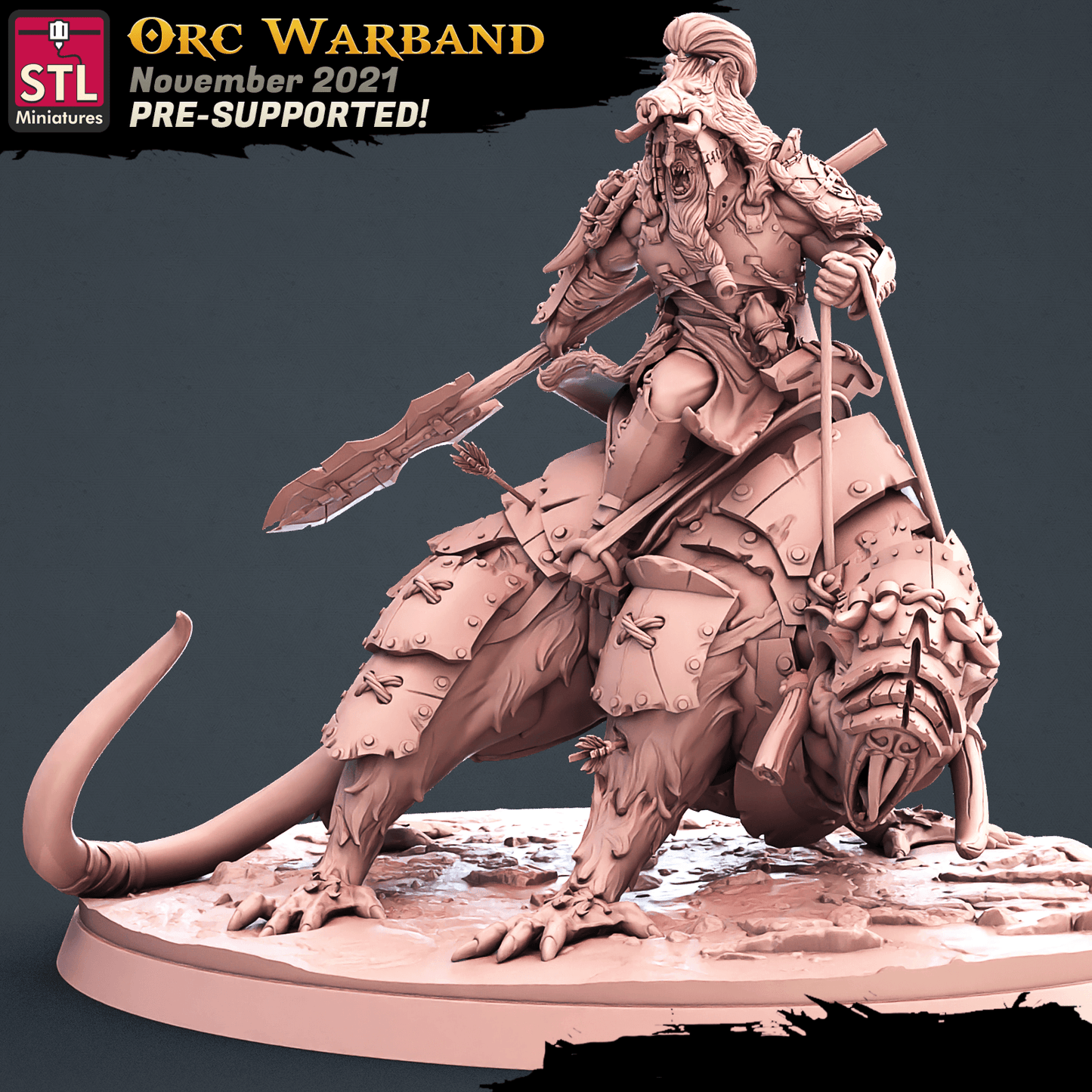3D Printed STL Miniatures Orc Warband Set 28 - 32mm War Gaming D&D