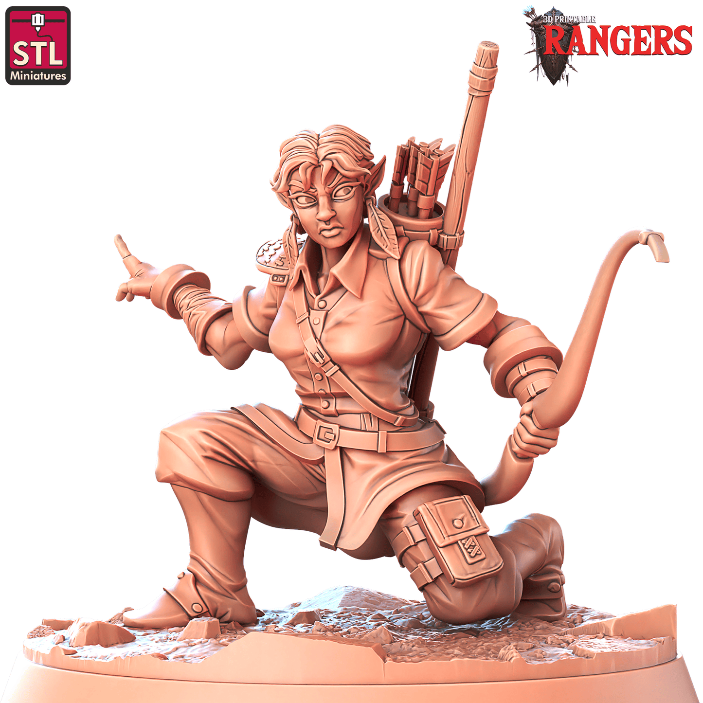 3D Printed STL Miniatures Ranger Companions Set Rangers 28 - 32mm War Gaming D&D
