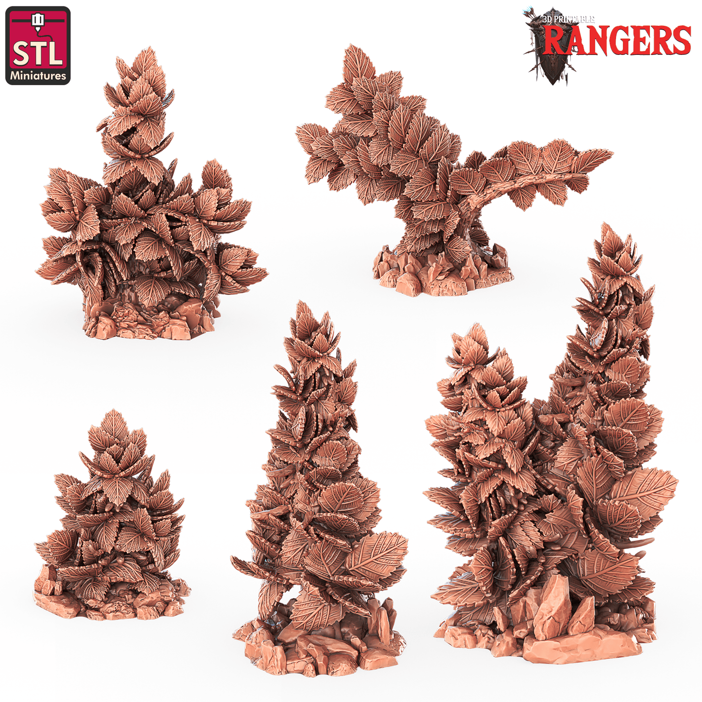 3D Printed STL Miniatures Rangers Bushes Rangers 28 - 32mm War Gaming D&D