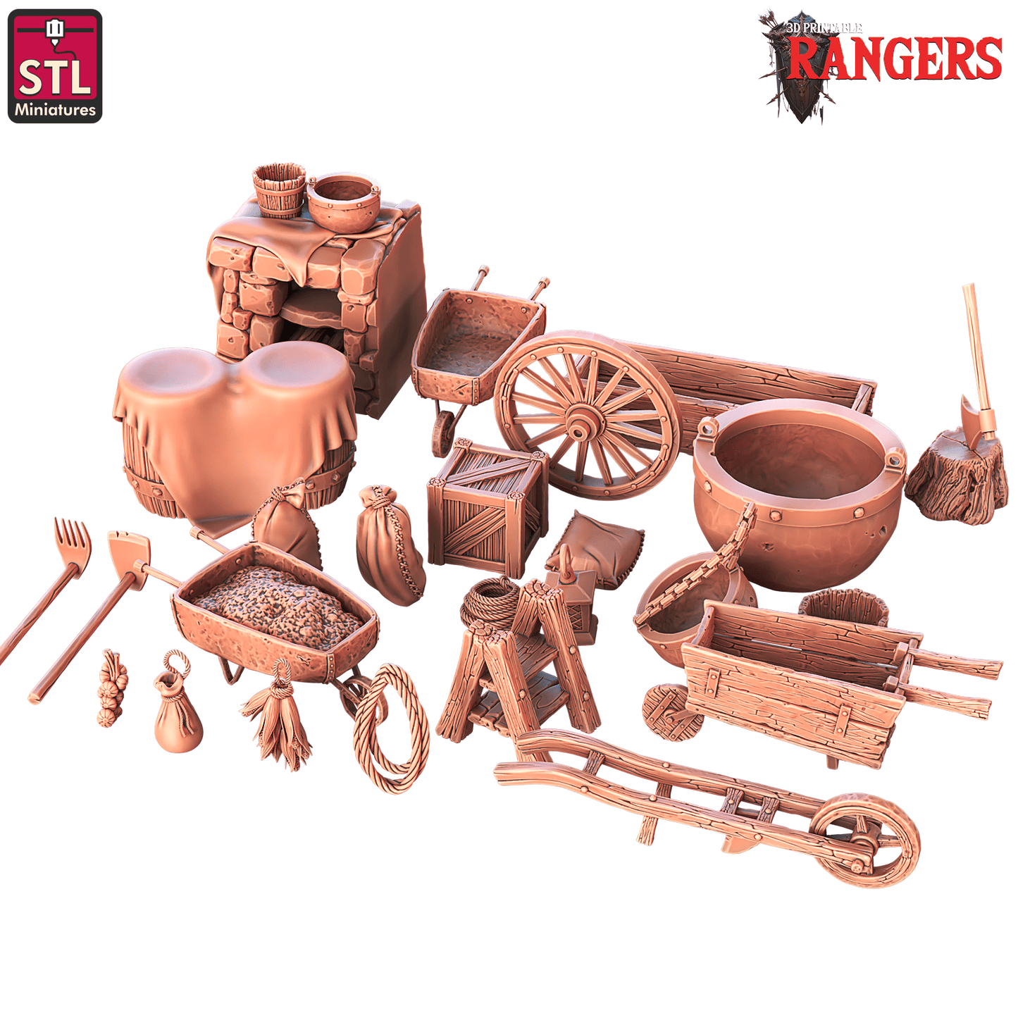 3D Printed STL Miniatures Rangers Single Props Rangers 28 - 32mm War Gaming D&D