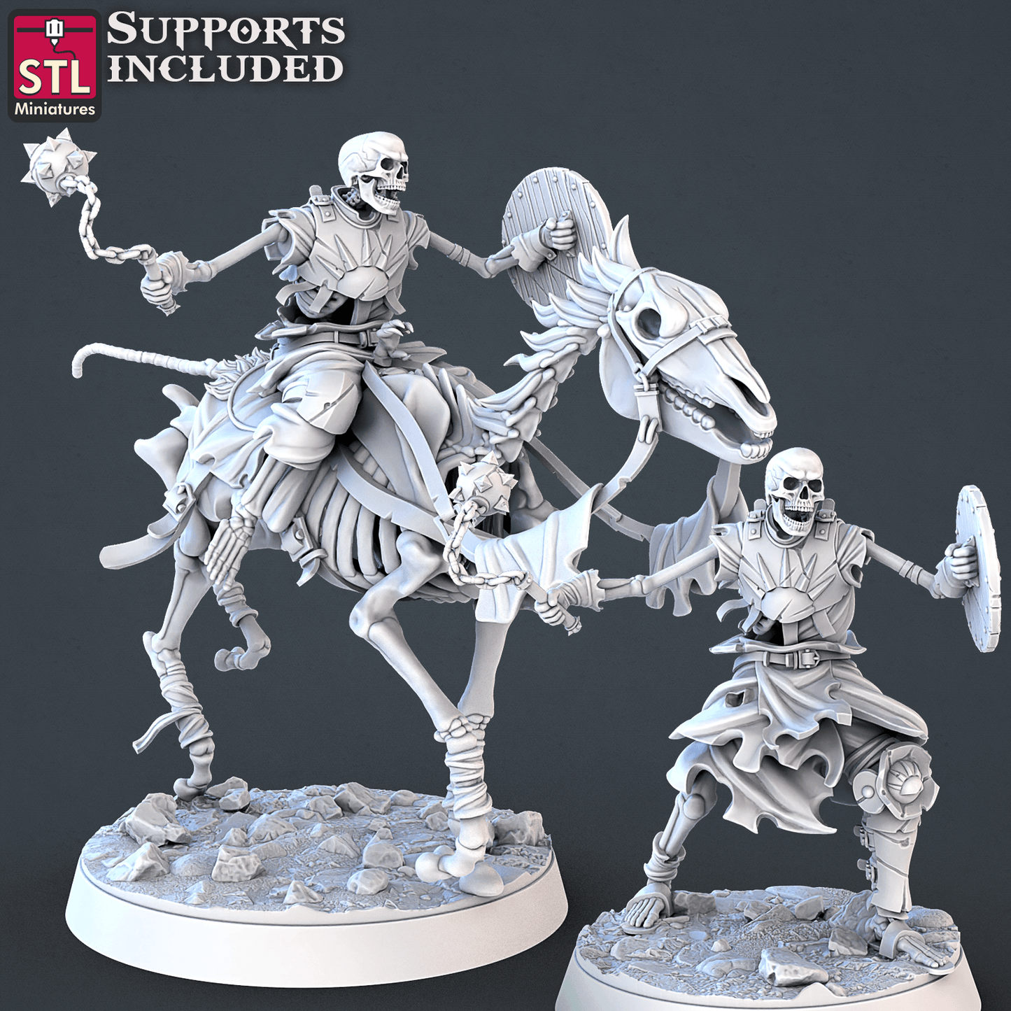 3D Printed STL Miniatures Skeletons Set 28mm - 32mm War Gaming D&D