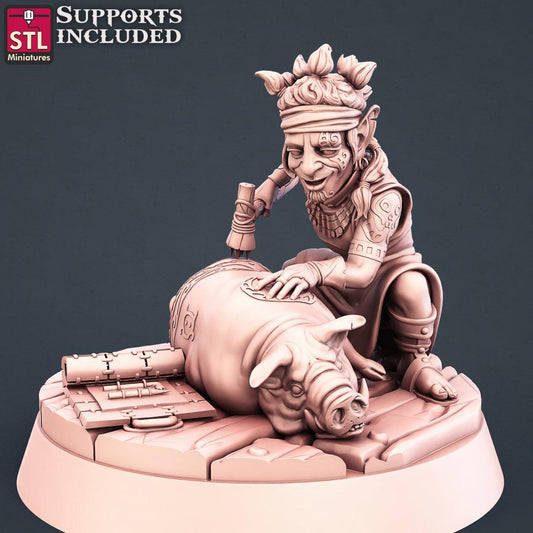 3D Printed STL Miniatures Tattoo Artist Set 28 - 32mm War Gaming D&D