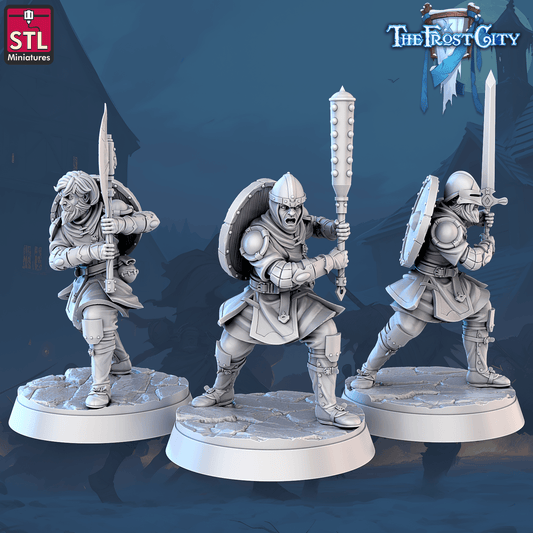 3D Printed STL Miniatures The Frost City Army Knights - Modular 28 - 32mm War Gaming D&D
