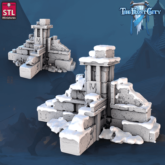3D Printed STL Miniatures The Frost City Wall Set 28 - 32mm War Gaming D&D