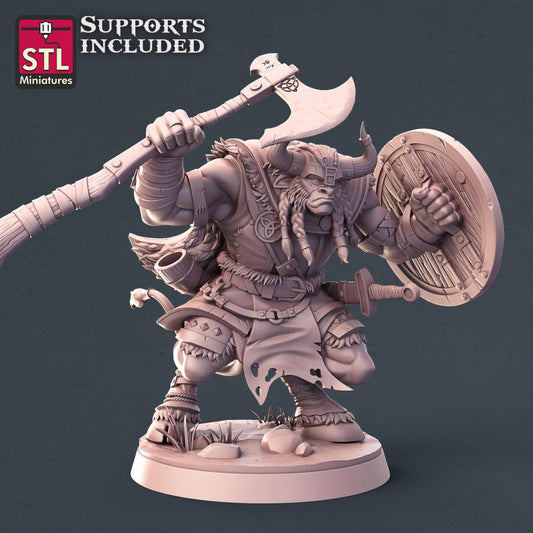 3D Printed STL Miniatures Viking Minotaurs Set 28 - 32mm War Gaming D&D