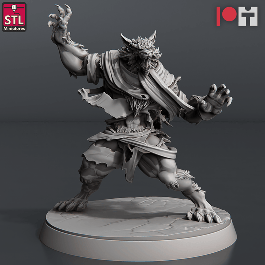 3D Printed STL Miniatures Wolves and Werewolves 28mm - 32mm War Gaming D&D