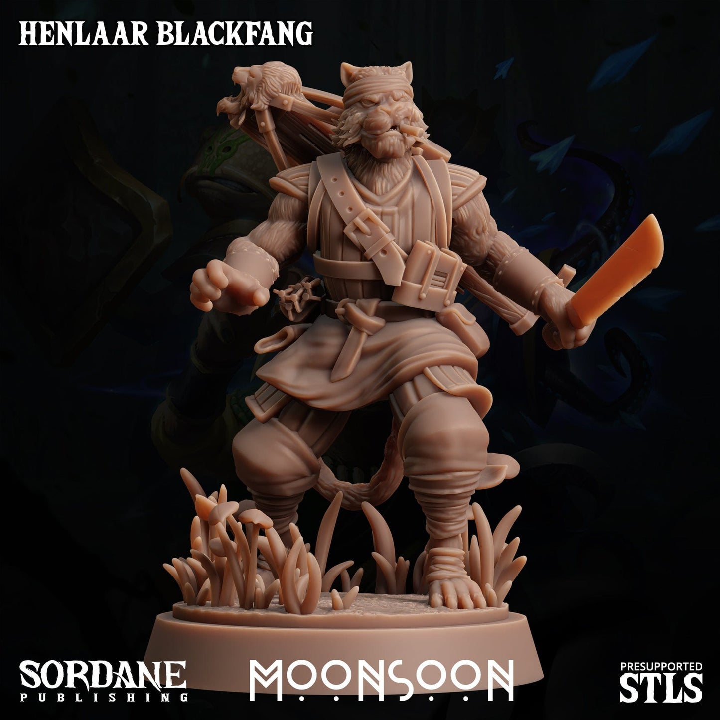 3D Printed Sordane Publishing Henlaar Blackfang Moonsoon 28 32mm D&D