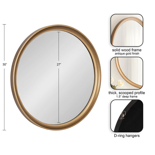 Hatherleigh Round Wood Wall Mirror