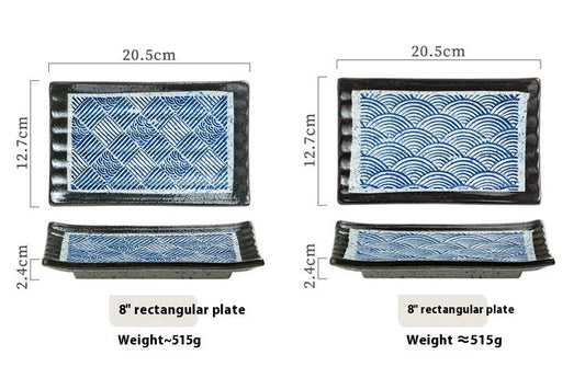Rectangular Japanese Style Sushi Sashimi Plate and Cup