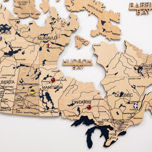 3D Wooden Map of Canada – Gold
