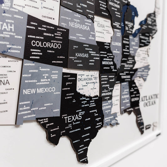 3D Wooden USA Map on Board Nordik