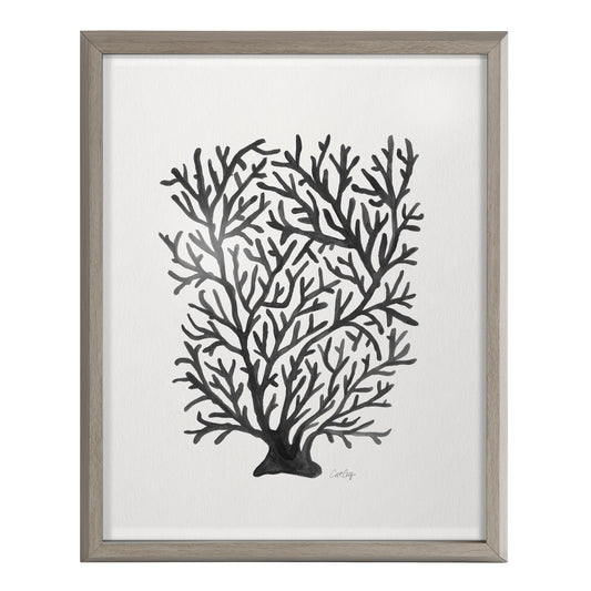Blake Coral Black Framed Printed Glass by Cat Coquillette