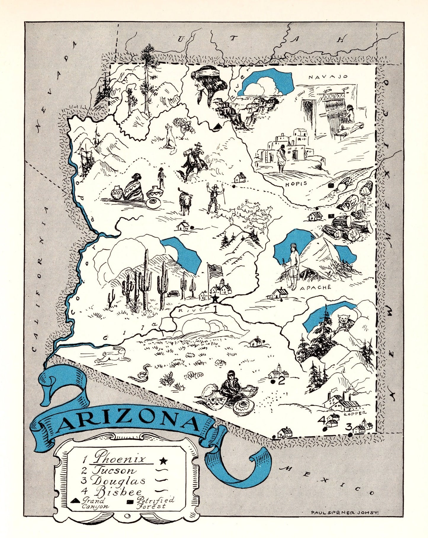 Vintage Map of Arizona 1931
