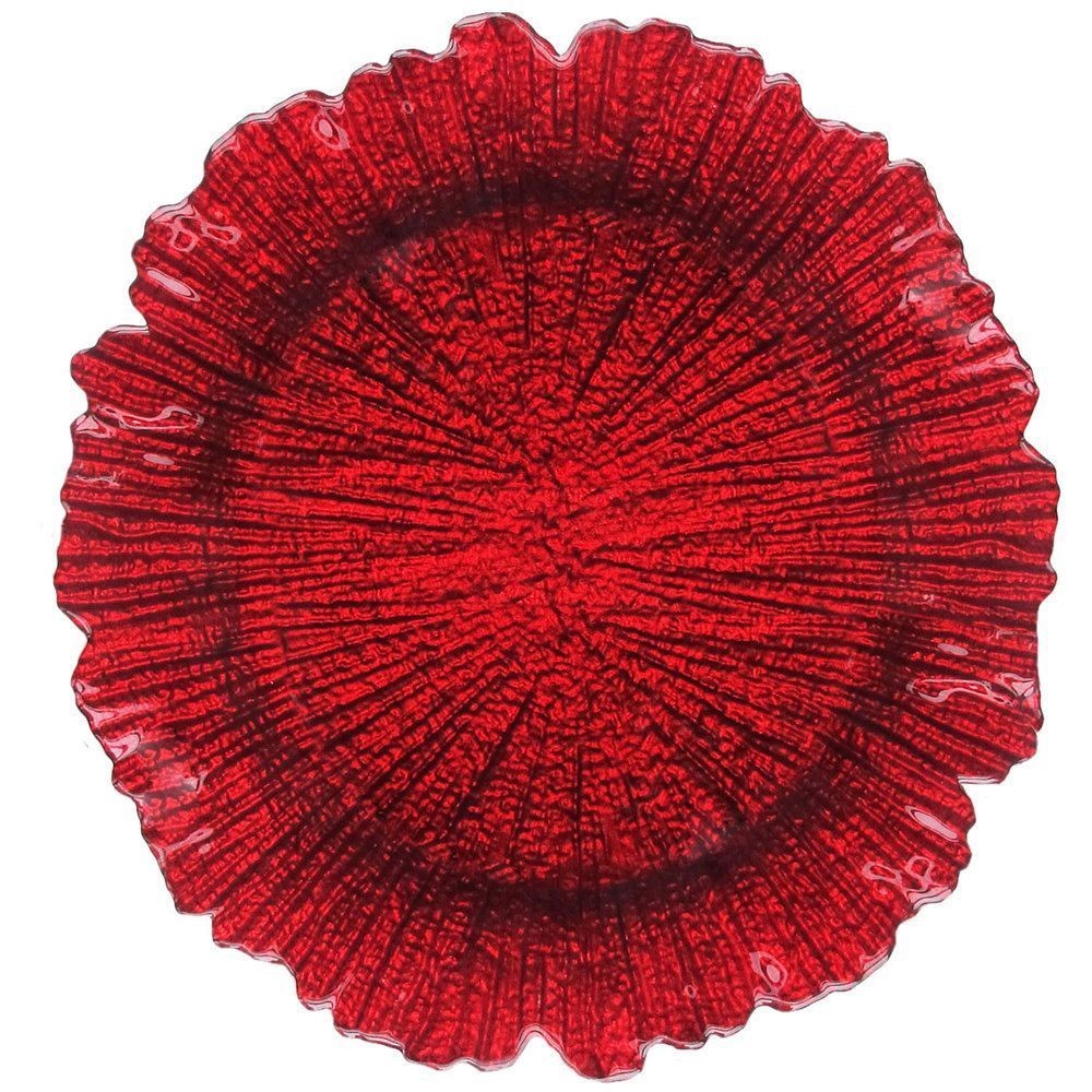 Reef Red Glass Charger Plate 13"D