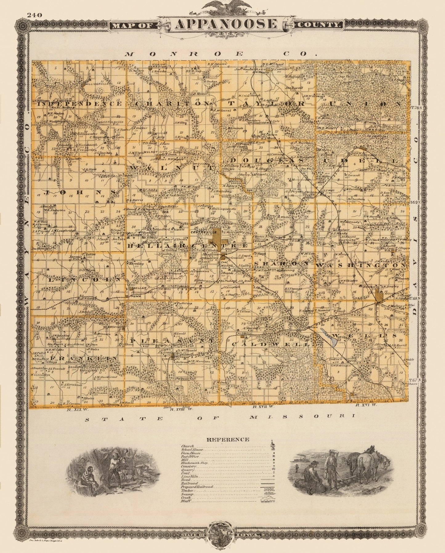 Vintage Map of Appanoose County, Iowa 1875