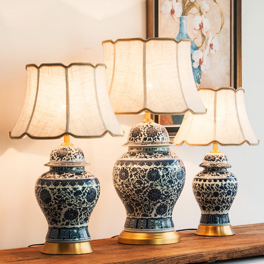 The Imperial Bloom: Blue & White Porcelain Table Lamp