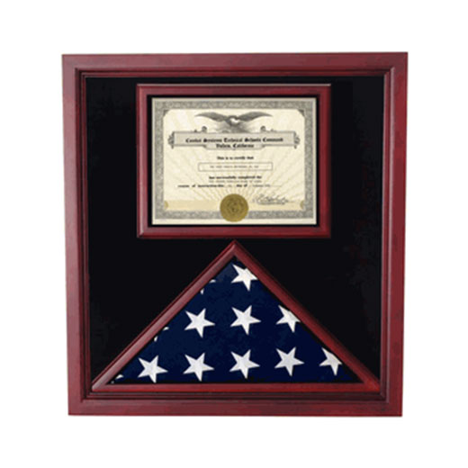 Flag and Certificate Case, Flag Display Cases With Certificate - Fit 3' x 5' Flag or Fit 5' x 8' Flag or Fit 5' x 9.5' Casket Flag.