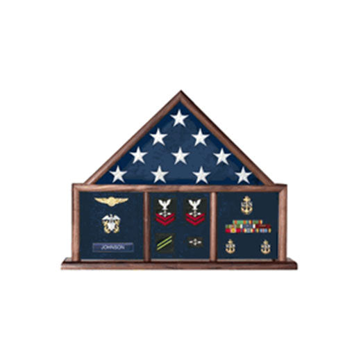 Flags Connections - USAF Shadow Box, Flag Medal Case - Fit 3' x 5' or 5' x 9.5' Casket Flag.