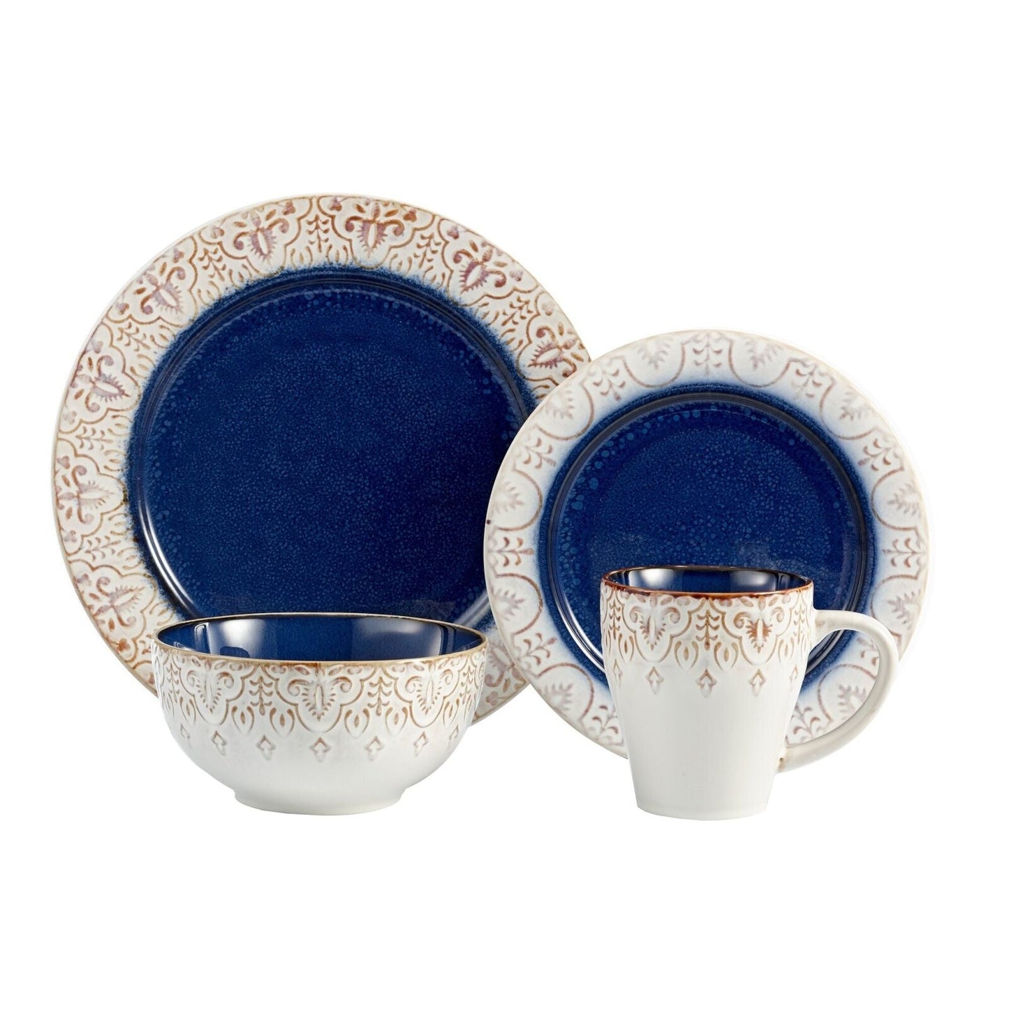 GRANADA 16 PC DINNERWARE SET DP 11" SP 8" BOWL 6" MUG 14oz
