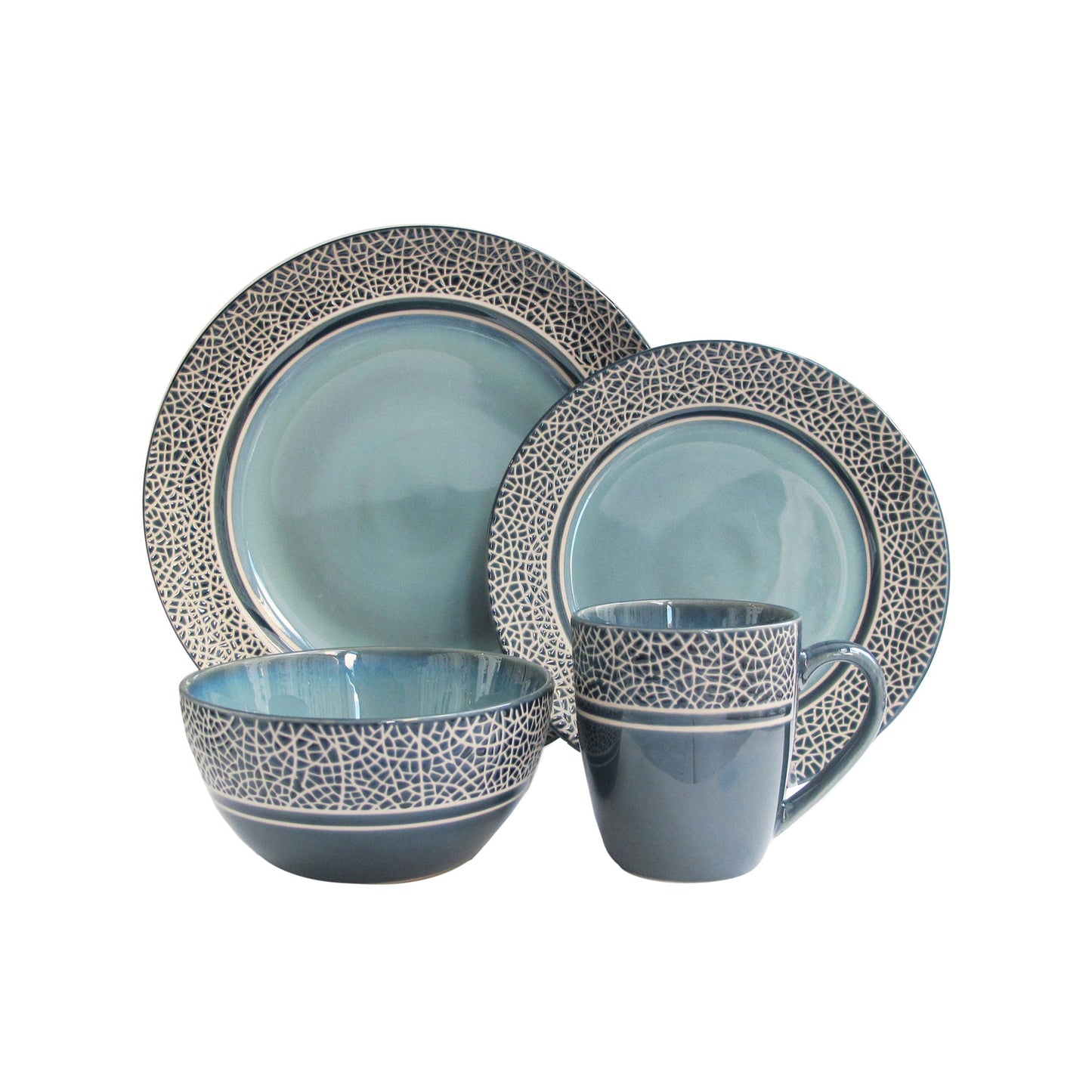 MOSAIC BLUE 16 PC DINNERWARE SET