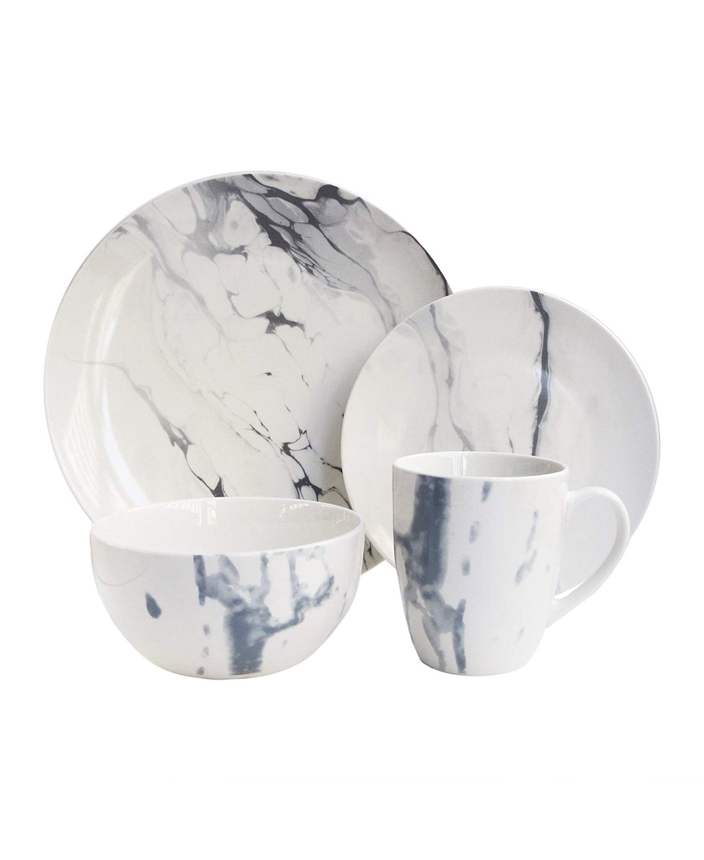 MARBLE WHITE/BLUE 16PC DINNER SET