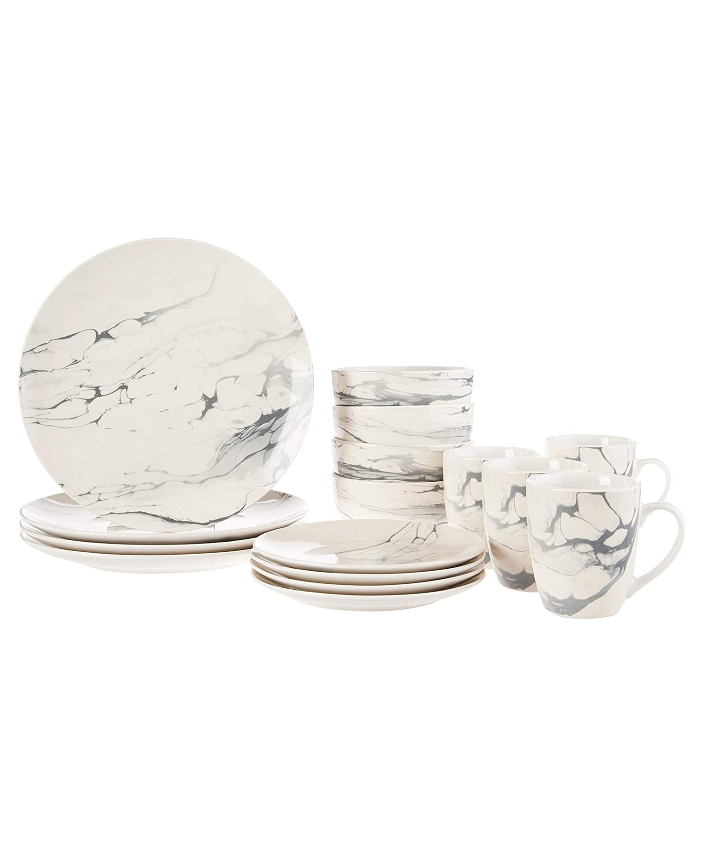 MARBLE WHT/GRAY 16PC DINNERWARE SET