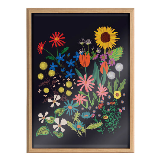 Blake Dark Flora Framed Printed Glass by Hannah Beisang