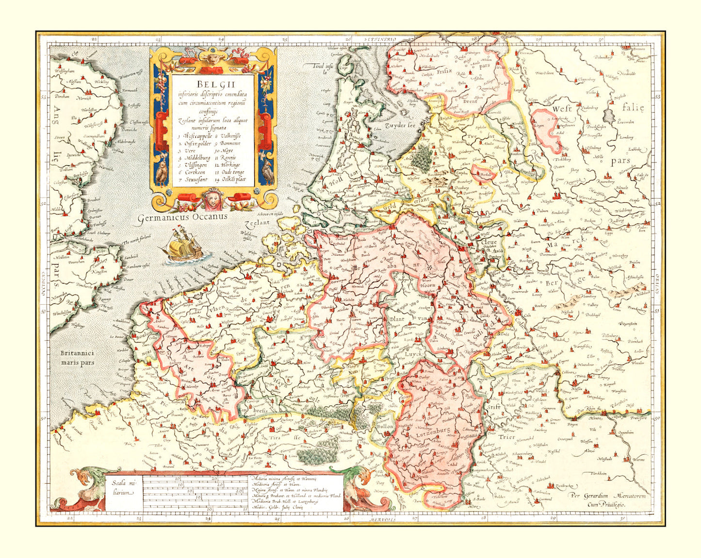 Vintage Map of Belgium 1623