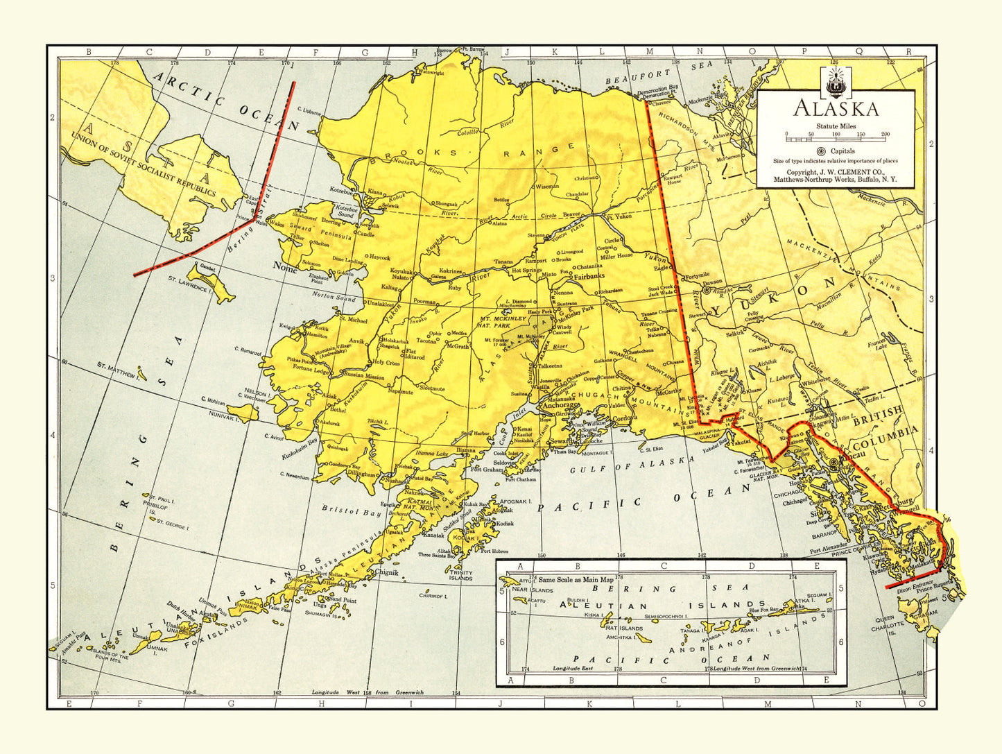 Vintage Map of Alaska 1943