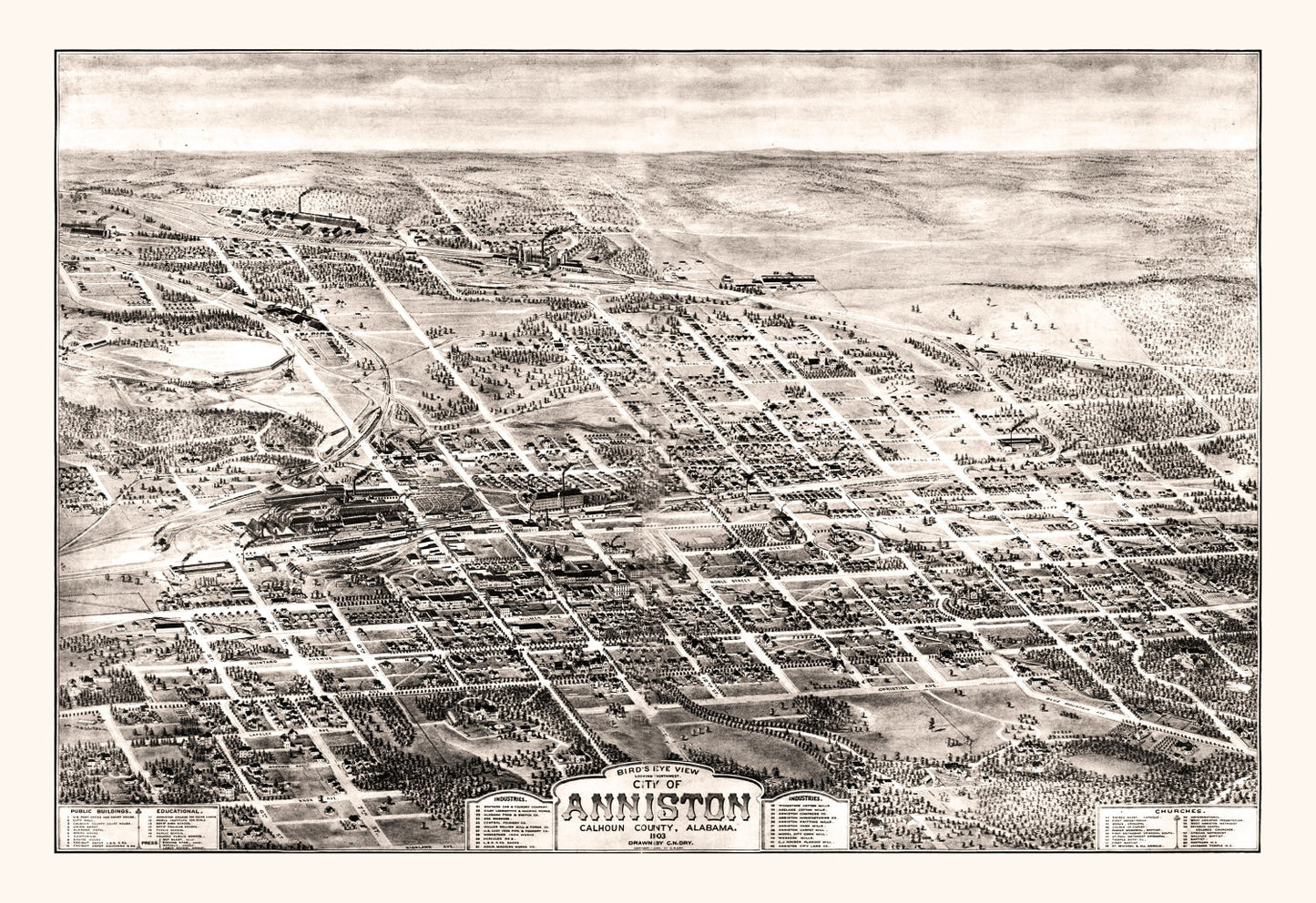 Vintage Map of Anniston, Alabama 1903