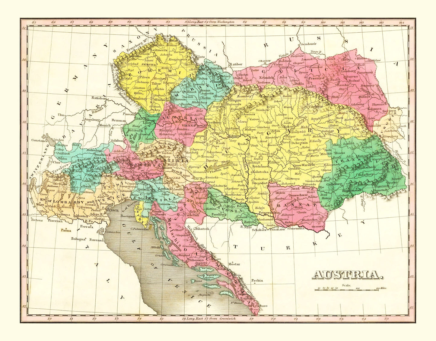 Vintage Map of Austria 1831