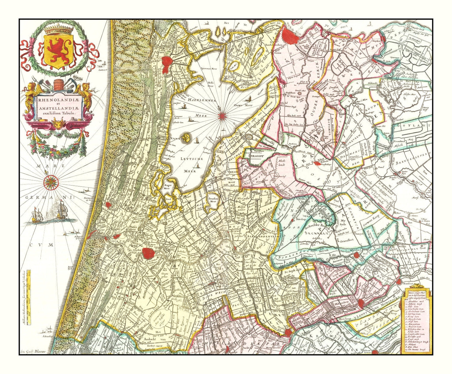 Vintage Map of Amsterdam Area 1665