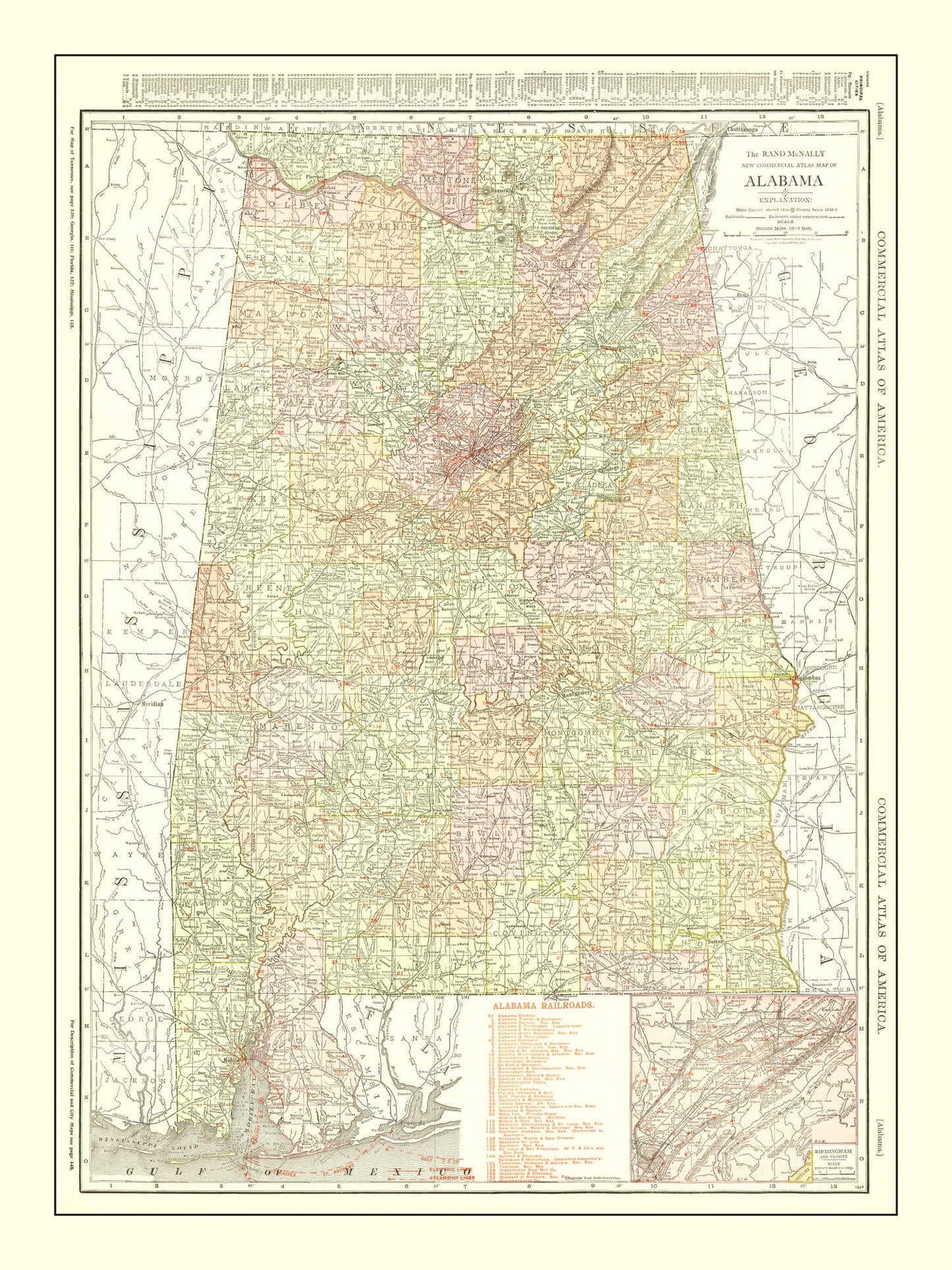 Vintage Map of Alabama 1917