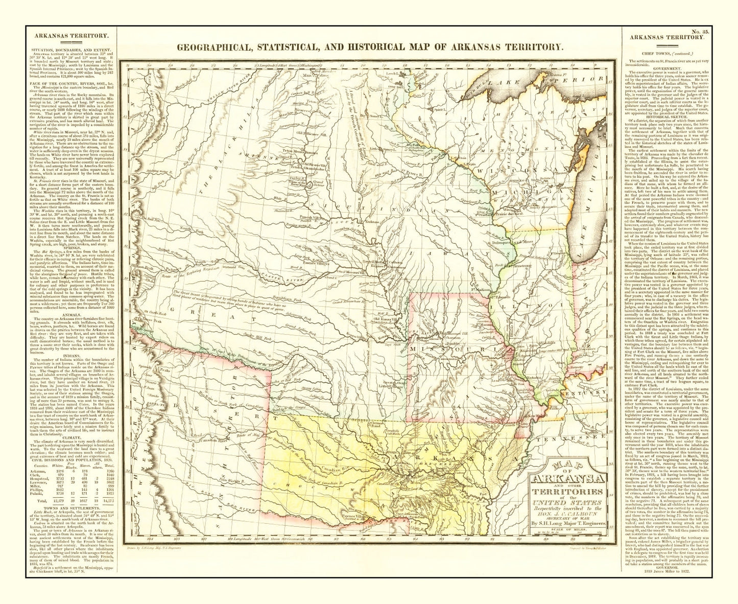 Vintage Map of Arkansas 1822