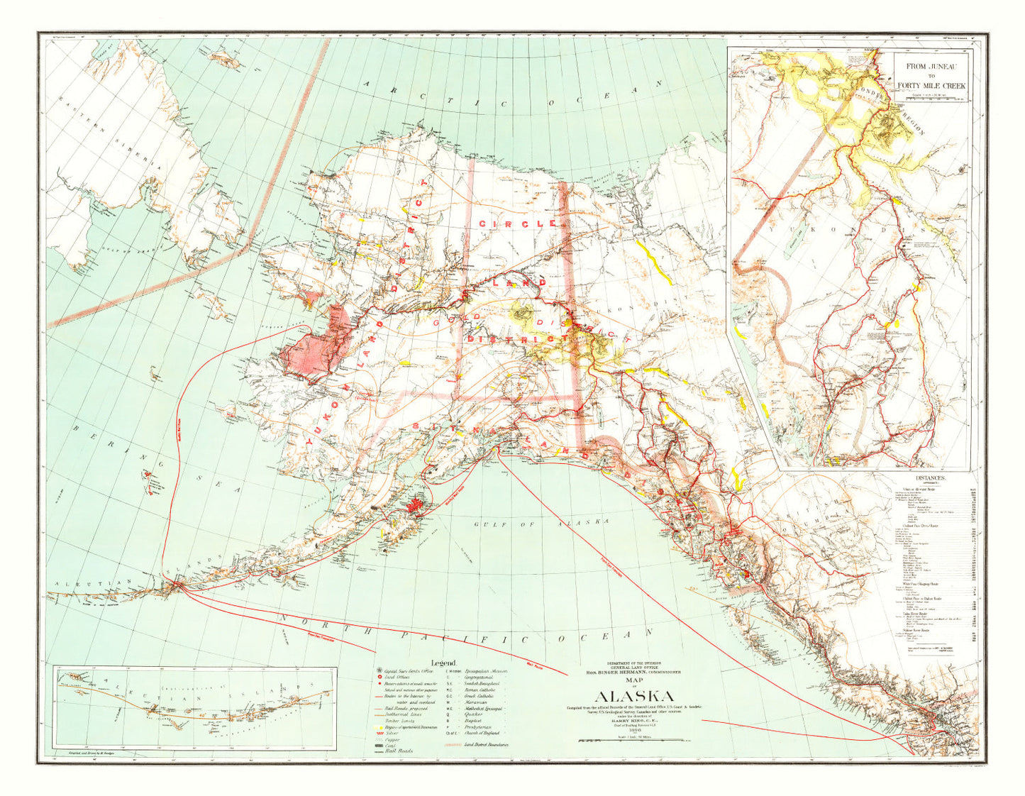Vintage Map of Alaska 1898