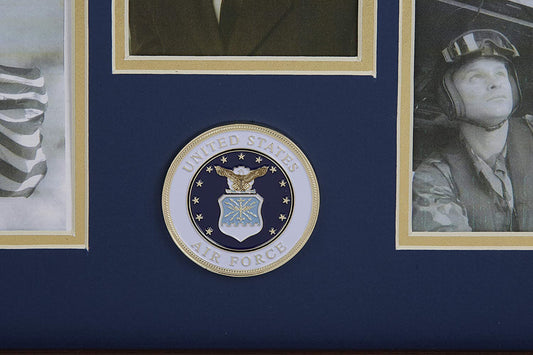 The military gift store Frame US Air Force Medallion 5 Picture Collage Frame.