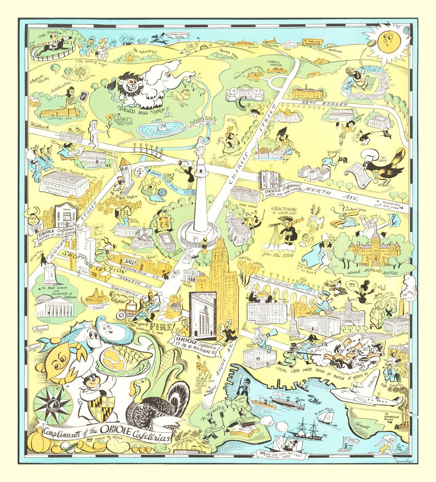Vintage Map of Baltimore, Maryland 1935