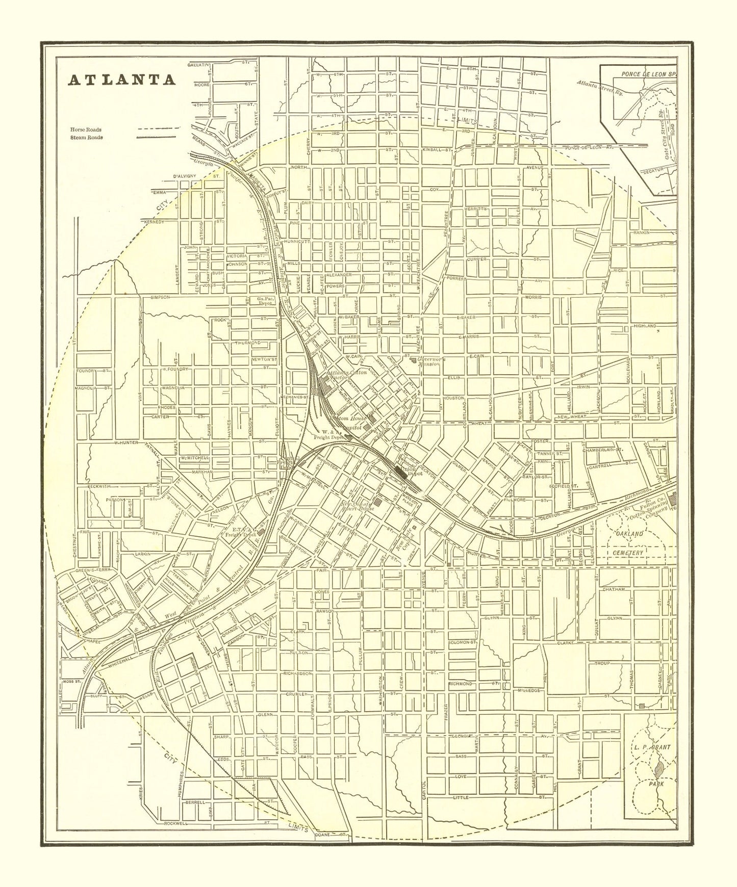 Vintage Map of Atlanta, Georgia 1892