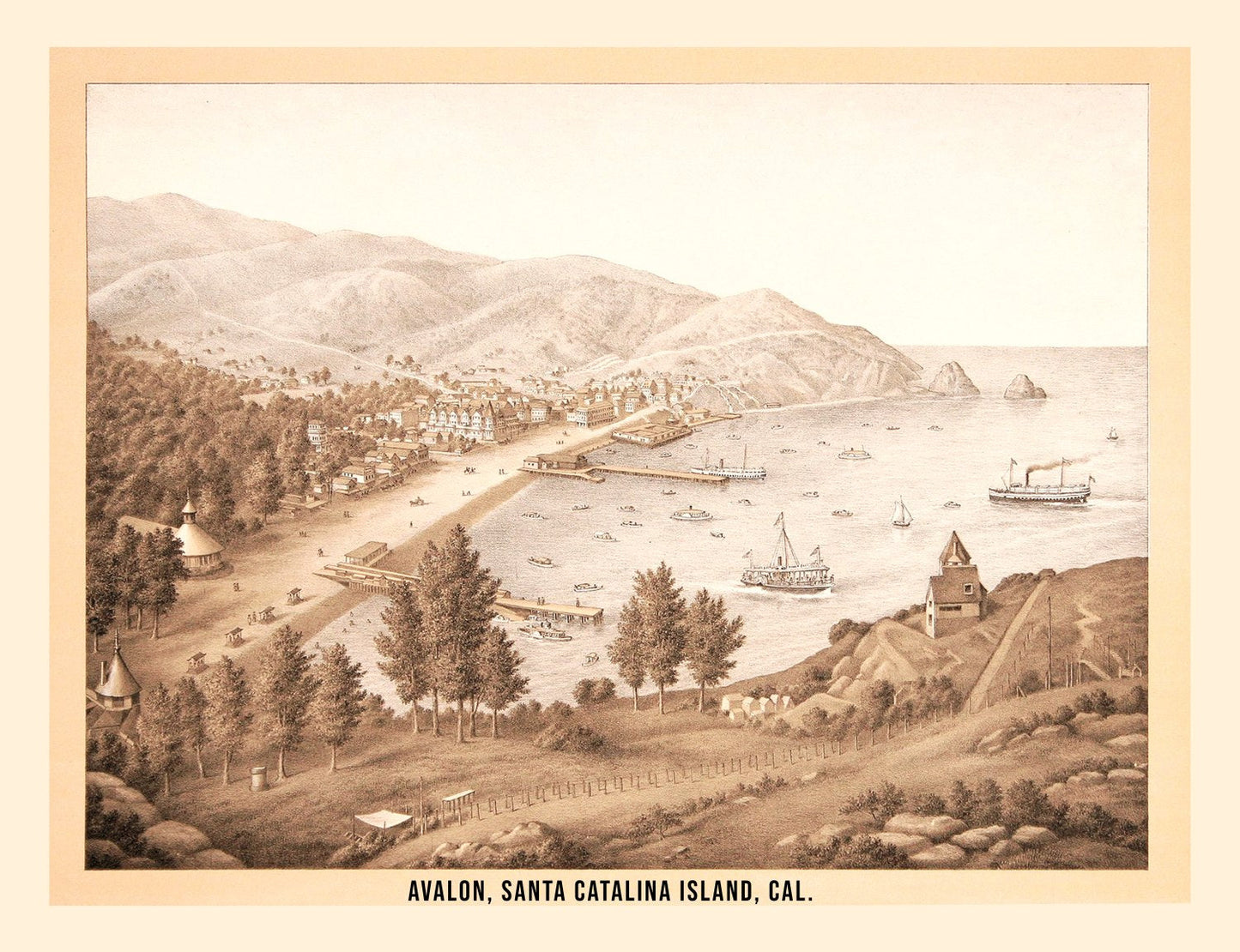 Vintage Map of Avalon, California 1885