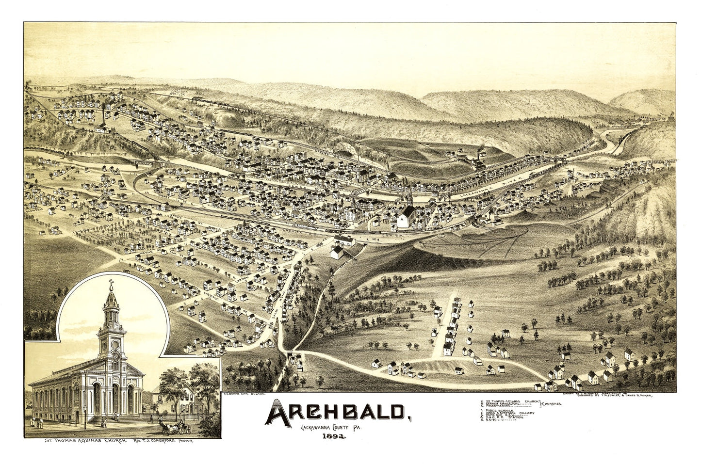 Vintage Map of Archbald, Pennsylvania 1892