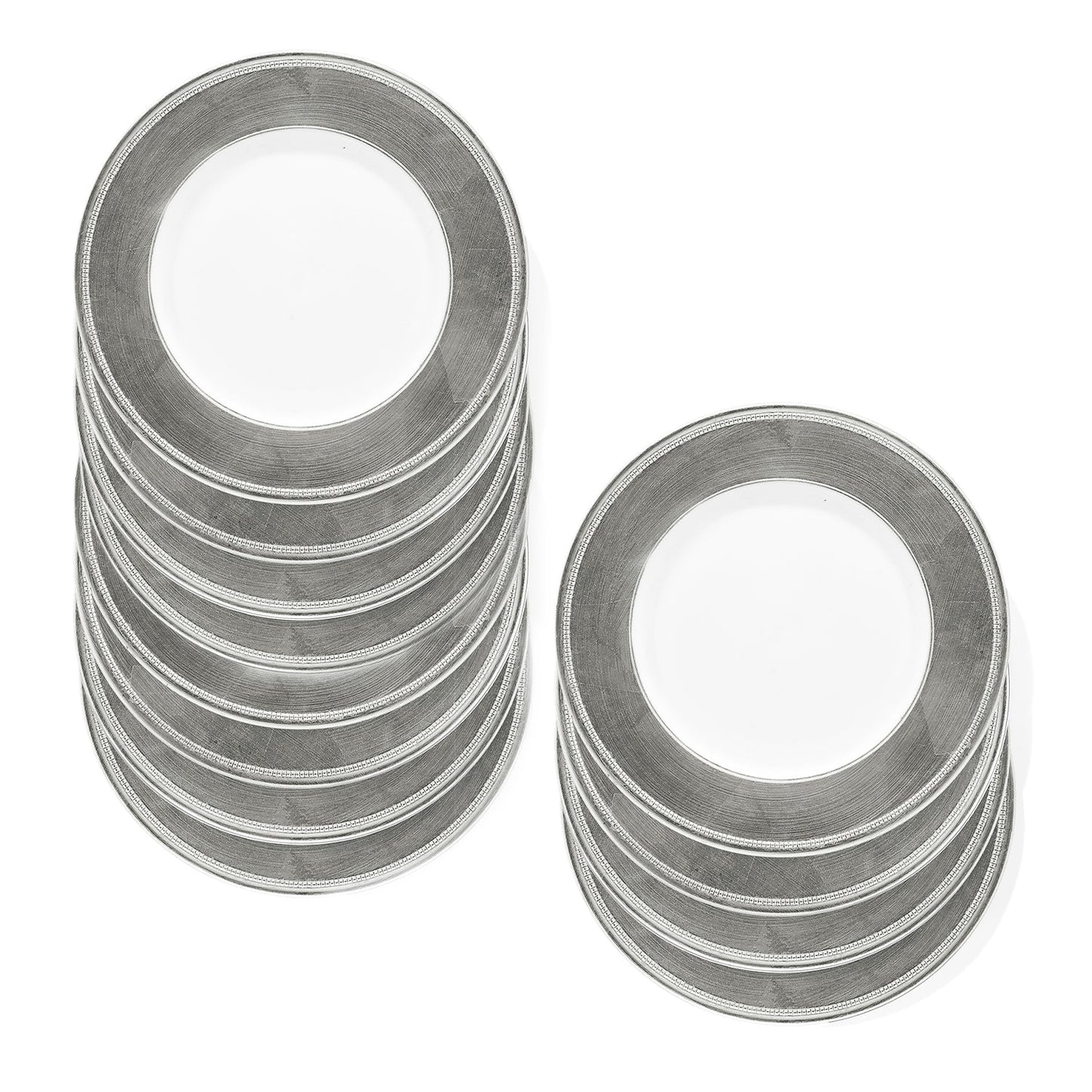 Broken Silver Leaf 12-Piece Set of 12 Chargers 13"D